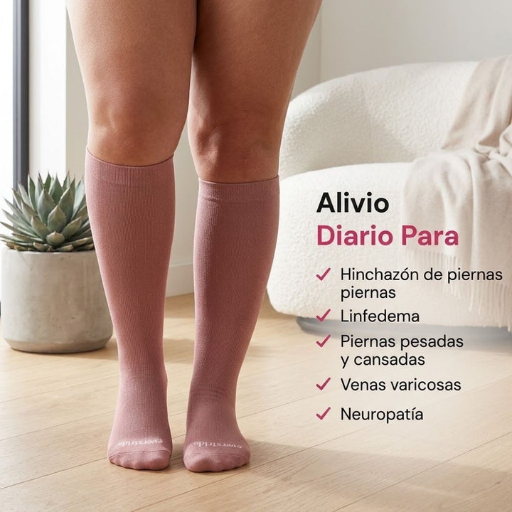 Calcetines de compresión anchos de bambú (colores pastel)