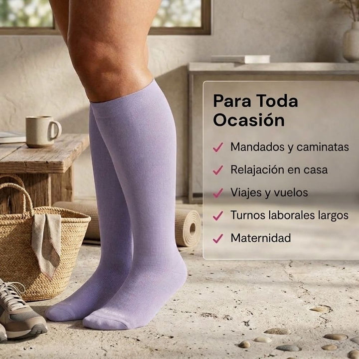 Calcetines de compresión anchos de bambú (colores pastel)